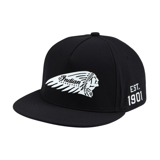 Headdress Flat Peak Cap, Black