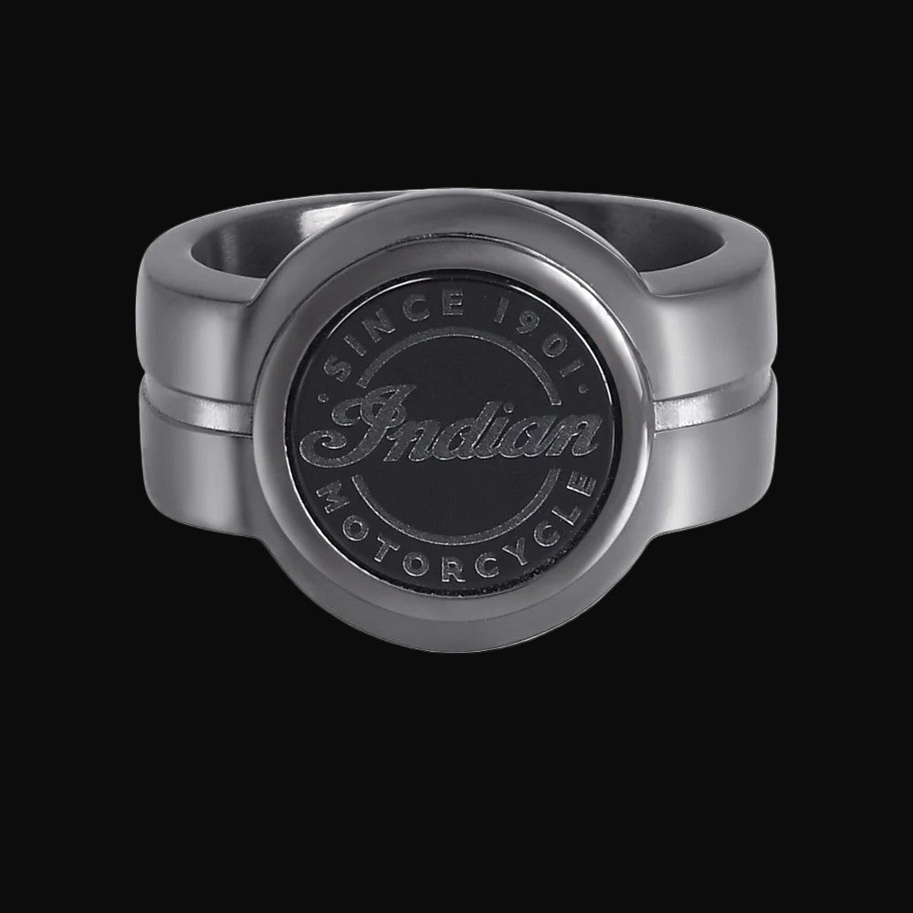 Midnight Indian Script Ring (Stainless Steel)