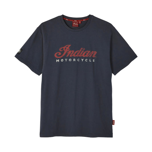 2 Color Script Logo Tee, Navy