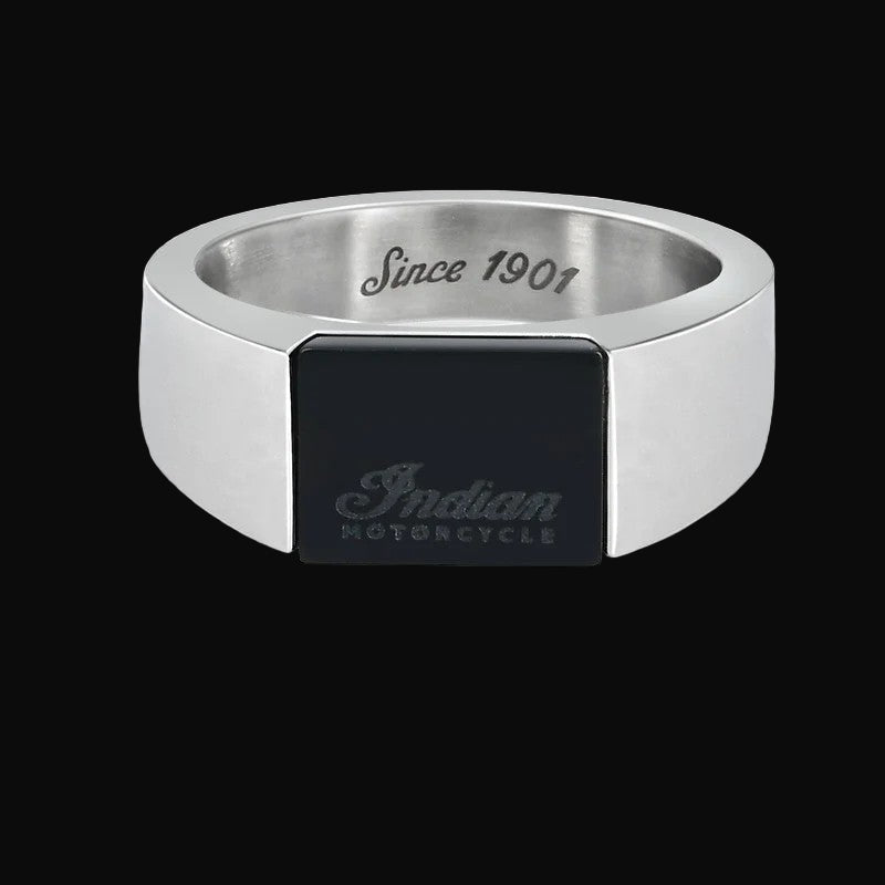 Men's Midnight Script Ring (Stainless Steel)