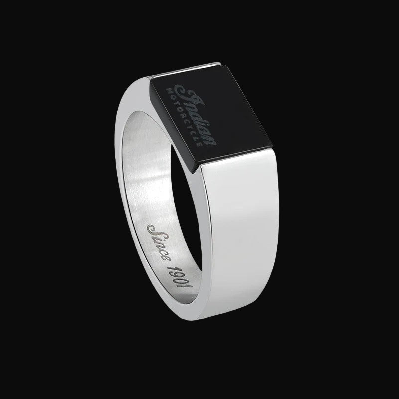 Men's Midnight Script Ring (Stainless Steel)