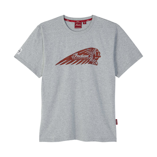 Distressed Headdress Marl Tee, Gray