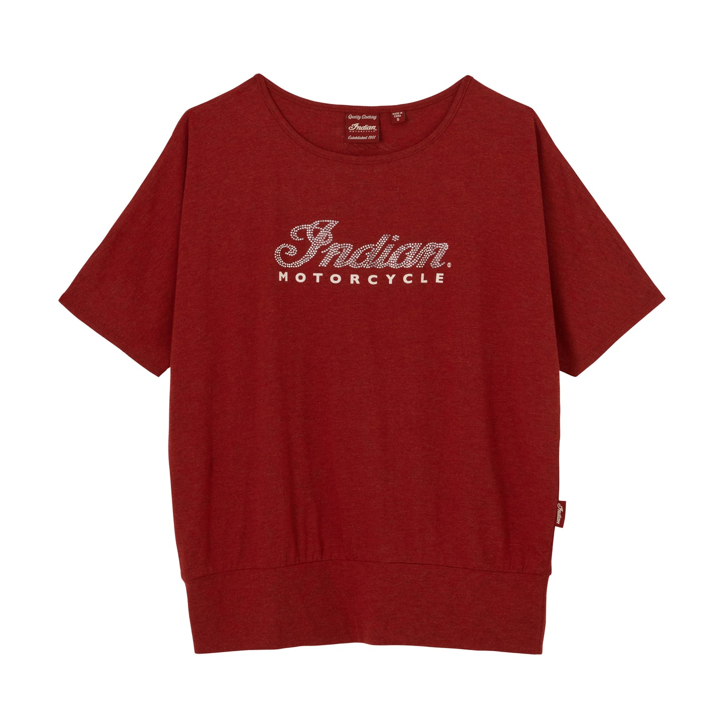 Script Diamante Banded Tee, Red