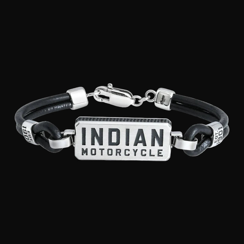 Classic Rectangle Leather Bracelet (Stainless Steel)