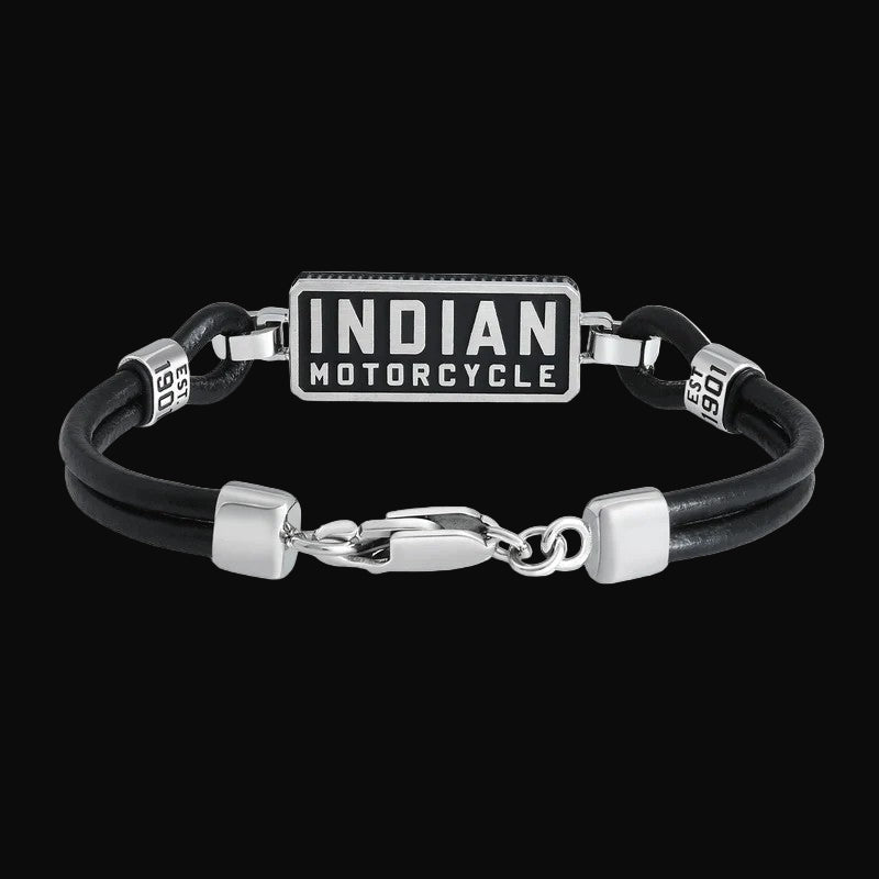 Classic Rectangle Leather Bracelet (Stainless Steel)