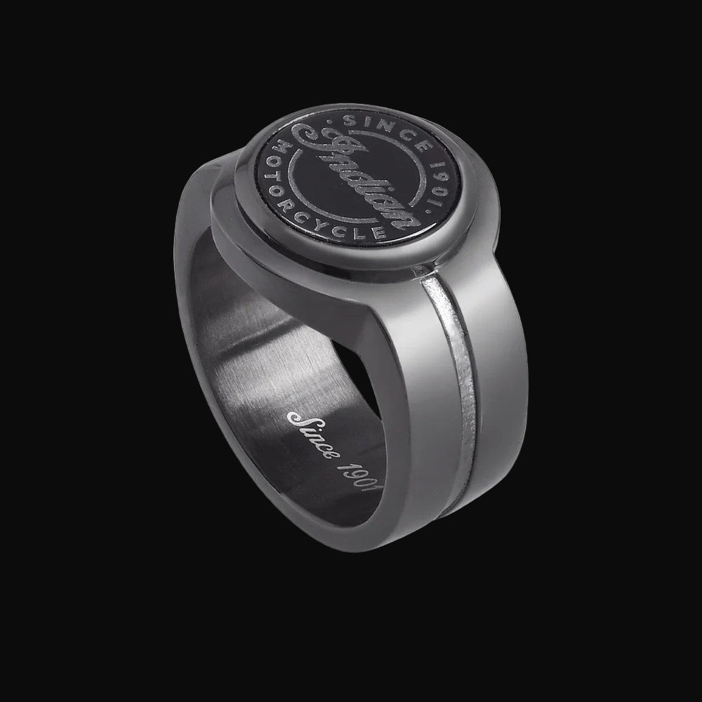 Midnight Indian Script Ring (Stainless Steel)