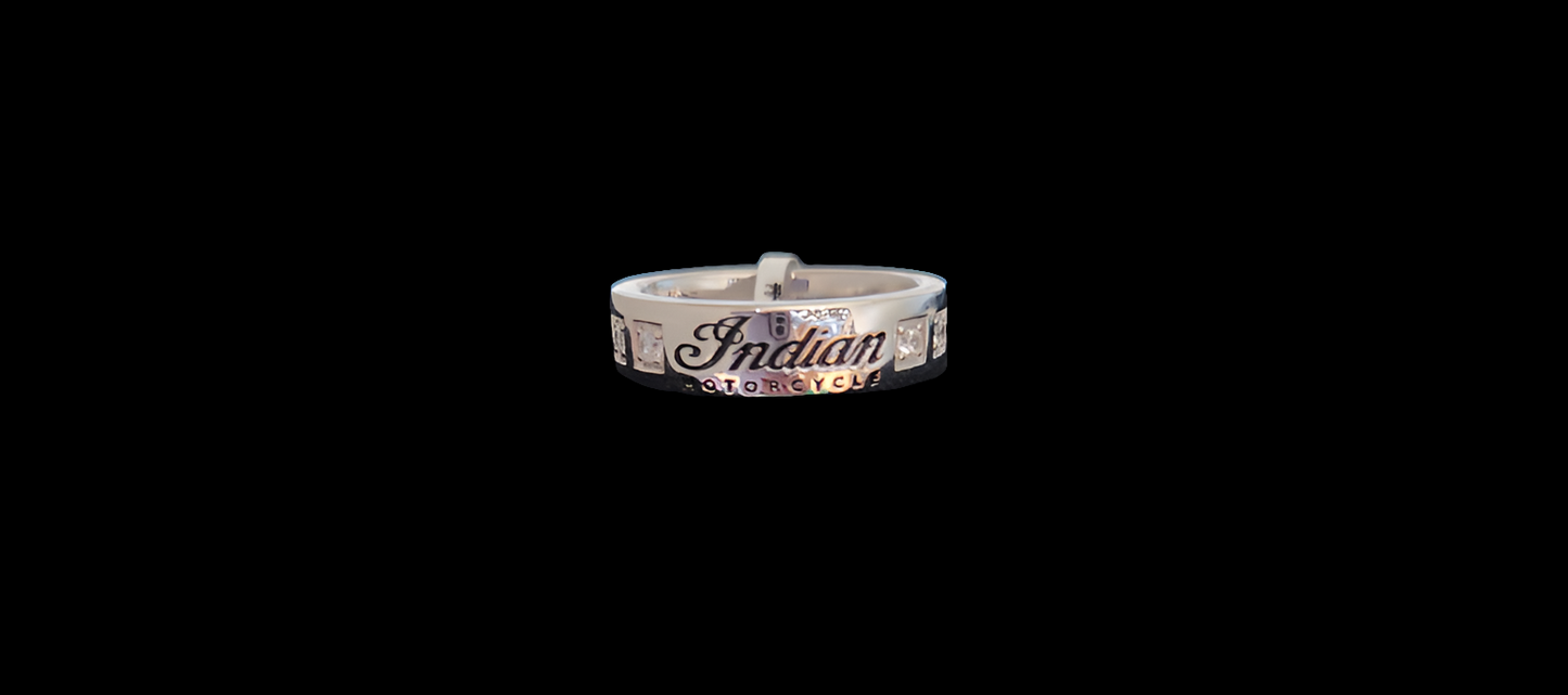Script Band Ring With Stones (Sterling Silver)