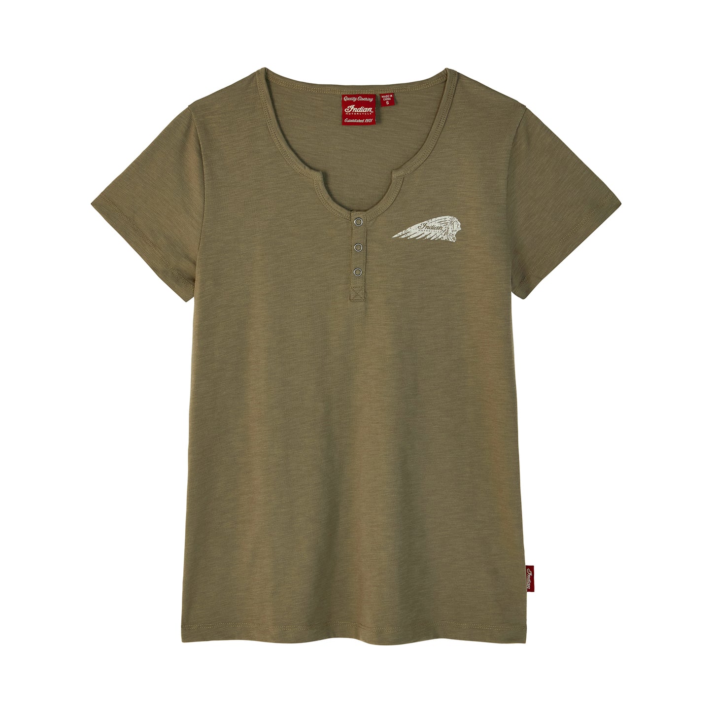 Spirit Lake IA Henley Tee, Green